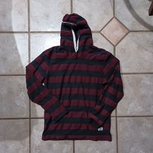 Vans Red and Dark Grey Stripped Hoodie M